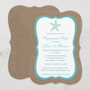 Türkische Starfish Burlap Beach Engagement Party Einladung