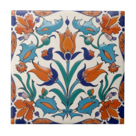 Türkische Tulips Blumenblauer Orange Grüne Blume Fliese