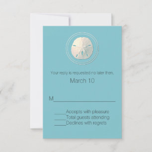 Türkische und ivorische Sand-Dollar-Antwortkarte RSVP Karte