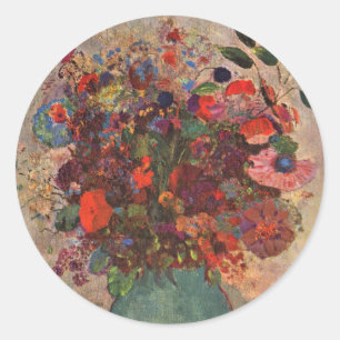 Türkische Vase von Odilon Redon, Vintage Blumen Ku Runder Aufkleber