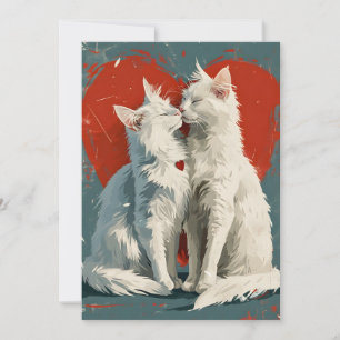 Türkischer Angora Weißer Katze Valentinstag Feiertagskarte