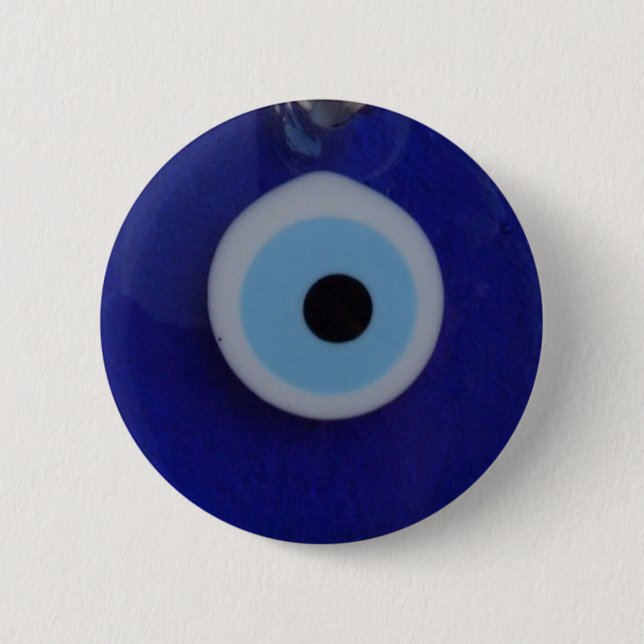 TÜRKISCHER BLAUER GLASBlicks-AMULETT Knopf Button (Vorderseite)