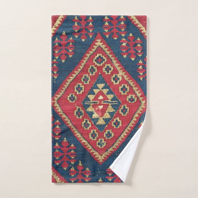 Türkischer Kilim Tepet Rug Antique Red Blue Badhandtuch Set (Handtuch)