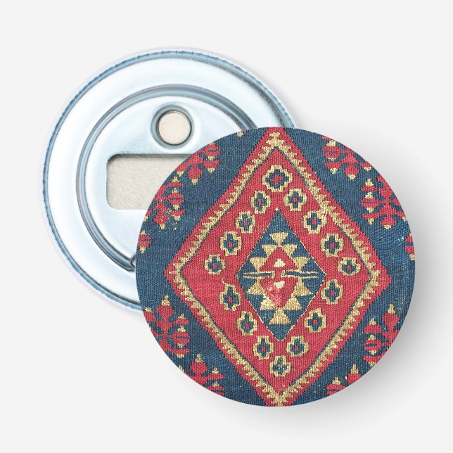 Türkischer Kilim Tepet Rug Antique Red Blue Flaschenöffner (Vorderseite)