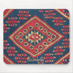 Türkischer Kilim-Teppich-Rot Blau Antik Mousepad