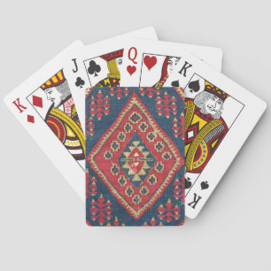 Türkischer Kilim-Teppich-Rot Blau Antik Spielkarten
