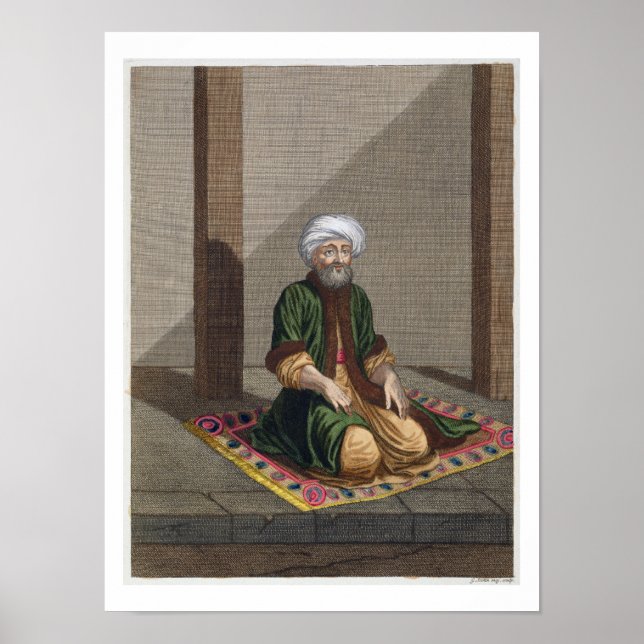 Türkischer Mann, betend, 18. Jahrhundert (Graviere Poster (Vorne)