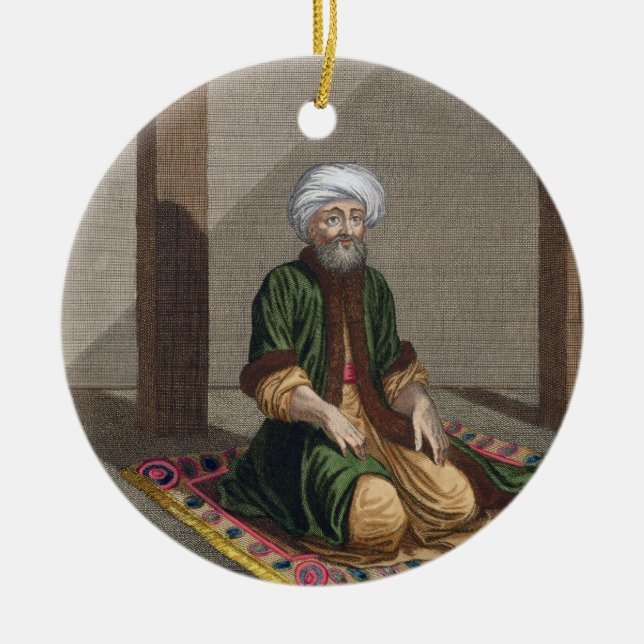 Türkischer Mann, betend, 18. Jahrhundert (Stich) Keramik Ornament (Vorne)