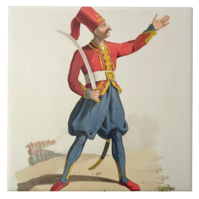 Türkischer Soldat, 'von den Kostümen vom Fliese (Vorderseite)