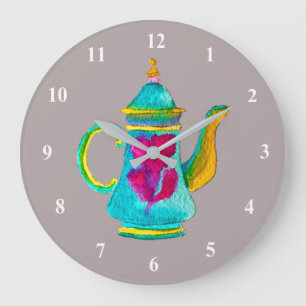 Türkischer Teekessel in Whimsikfarbe Große Wanduhr