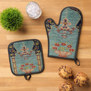 Türkischer Teppich Ofenhandschuh & Topflappen-Set
