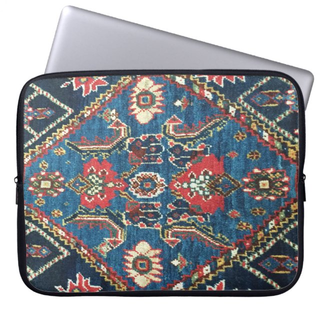 Türkischer Teppichboden aus der Antike, blau Laptopschutzhülle (Vorderseite)