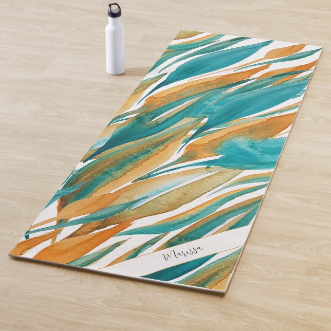 Türkisches Abstraktes Herbst Kunst Mit Monogramm Yogamatte (Beispiel)