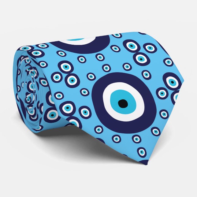 Türkisches Evil Eye Türkis Blue Krawatte (Gerollt)