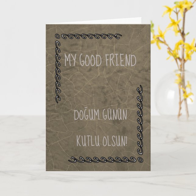 Türkisches Glück zum Geburtstag Karte (Gelbe Blume)