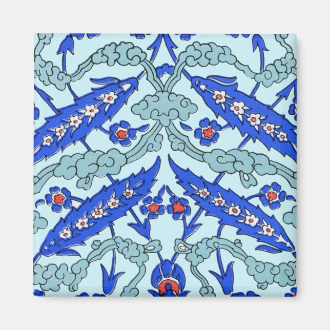 Türkisches Grenzbild Türkis blaues Fliesenmuster Magnet (Vorne)