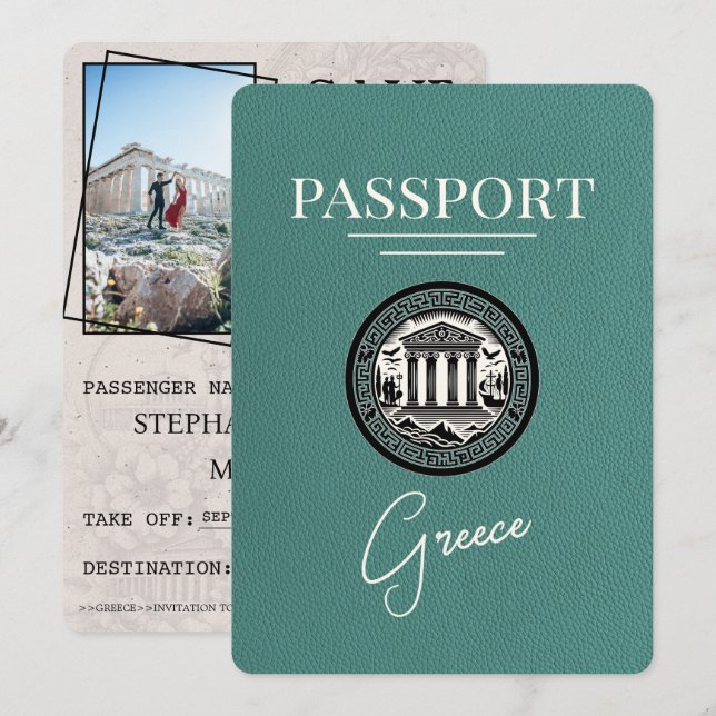 Türkisches Griechenland Pass Save the Date Karte (Vorne/Hinten)