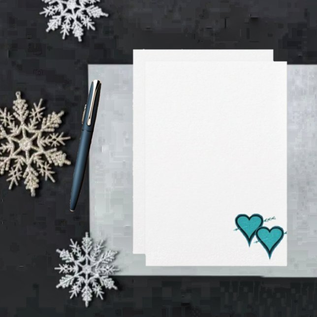Türkisches Herz und Arsch Briefpapier (Write loving letters with this Turquoise Heart & Arrow Stationery!)