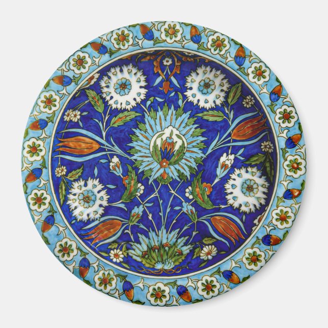 Türkisches Iznik Symmetrische Blume Motif-Muster Magnet (Vorne)