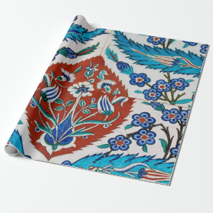 Türkisches Keramik-Blumenmuster Geschenkpapier