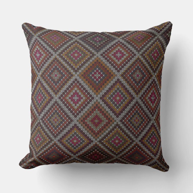 Türkisches Kilim farbiges Stammesmosaik Kissen (Vorderseite)