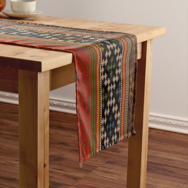 Türkisches Kilim Pattern farbenfrohe Tribal Kurzer Tischläufer (Beispiel)