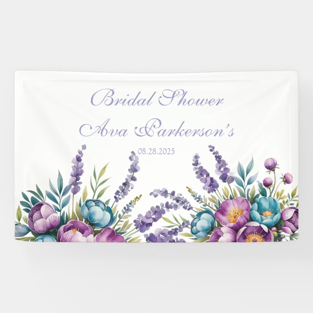 Türkisches Lila Wildblumen Brautparty Banner (Horizontal)