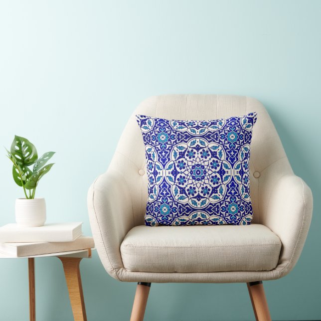 Türkisches Ottoman Blaues Tile Motif Dekoration Kissen (Stuhl )