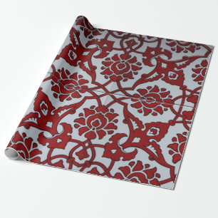 Türkisches rotes Keramik-Blumenmuster Geschenkpapier