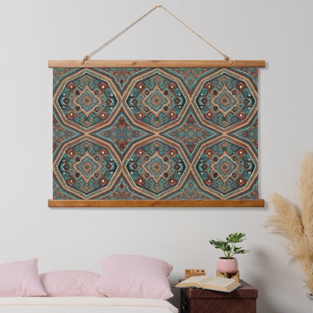 Türkisches schönes altes Muster Moderne Sammlung Wandteppich Mit Holzrahmen (Schlafzimmer)