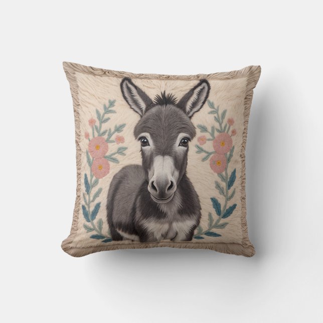 Türkisches Schwarz-Weiß-Donkey Kilim-Kilim-Kissen Kissen (Vorderseite)