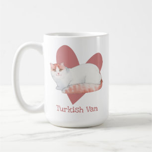 Türkisches Van Cat Wassercolor Kitty Pink Herz Kaffeetasse