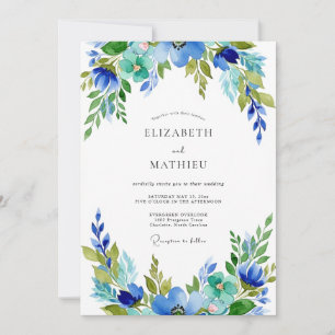 Türkise Azure Harmonische Botanische Hochzeit Einladung