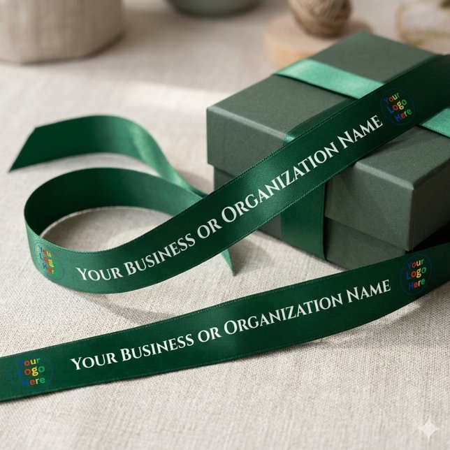 Türkise benutzerdefinierte Geschäfts- oder Organis Satinband (Teal Color Custom Business Or Organization Name Satin Ribbon)