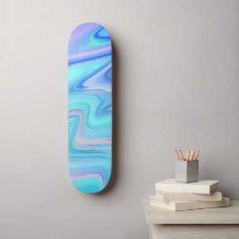 Türkise & Blaue Fließende Streifen Skate Deck  Skateboard