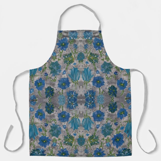 Türkise Daisy Floral Schürze (Vorderseite)