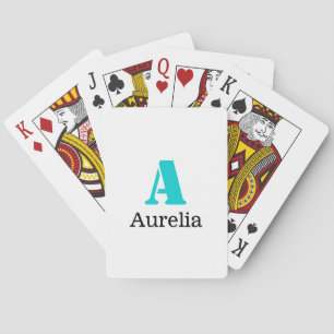 Türkise elegante Anfangsbuchstabe Schwarz Name M Spielkarten