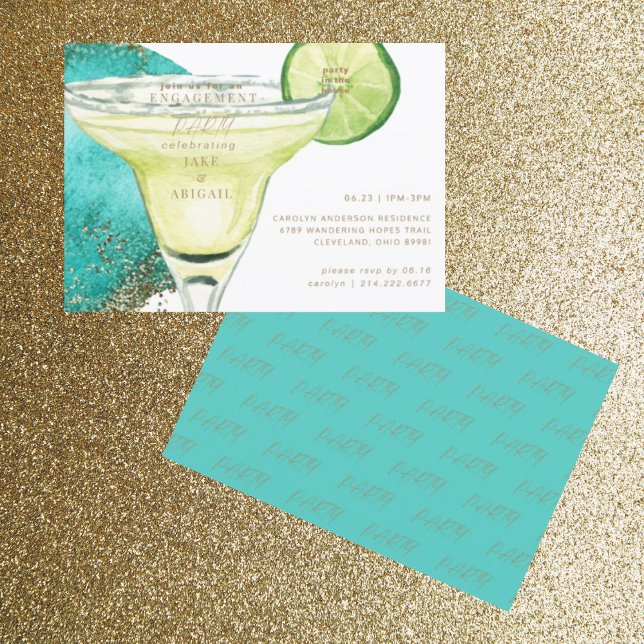 Türkise Glam Margarita Engagement Partei II Einladung (Von Creator hochgeladen)
