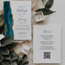 Türkise Gold-Achat-QR-Code-Hochzeit