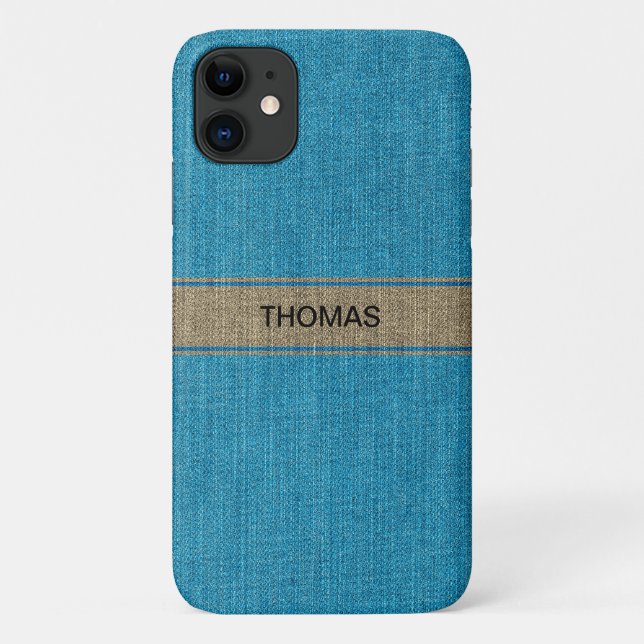 Türkise Gold Denim Jeans Fabric Name Custom Case-Mate iPhone Hülle (Rückseite)