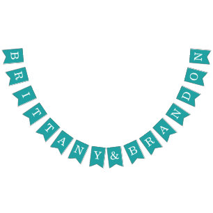 Türkise Hochzeit Einfache Braut und Bräutigam Name Wimpelkette