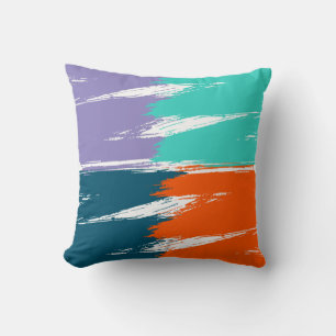 Türkise Lavender Orange Ming Brush Stroke Paint Kissen