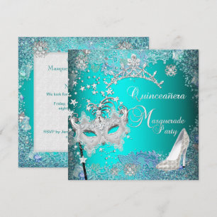 Türkise Masquerade Quinceanera 15. Party Tiara Sch Einladung