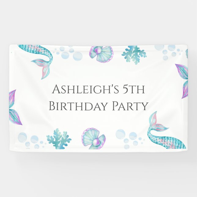 Türkise Mermaid Themed Party Party Banner (Horizontal)