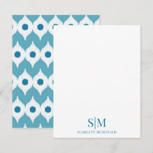 Türkise Monogramm-Abstrakt-Retro-Muster-Notizkarte Mitteilungskarte