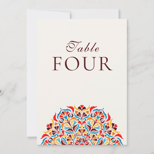 Türkise Orange Whimsical Blumen Hochzeit Tisch Num Einladung (Vorderseite)