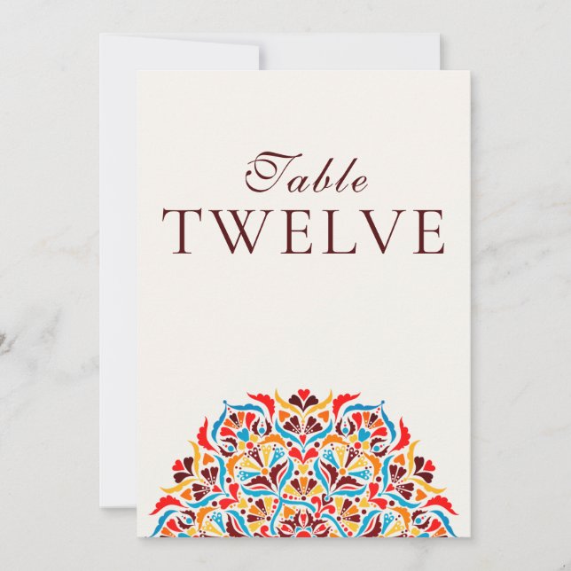 Türkise Orange Whimsical Florale Hochzeitstisch-Nu Einladung (Vorderseite)