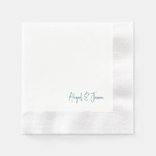 Türkise personalisierte Schrift Namen Hochzeit Serviette