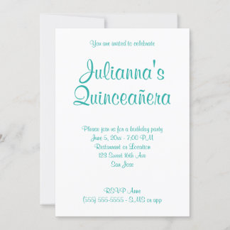 Türkise Quinceañera Calligrafie Geburtstag Einladung