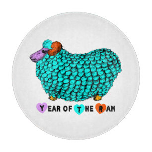 Türkise Ram Chinese Year Zodiac Cutting Board Schneidebrett